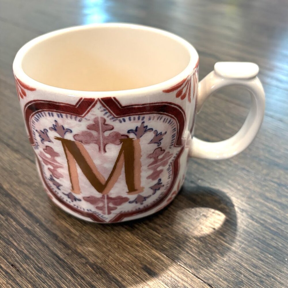 Brand New - Anthropologie Alphabet Monogram Letter "M" Mug Mezze Tile Style